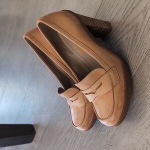 ECCO nude Tan cognac high heel platform leather pumps size 36 new without box